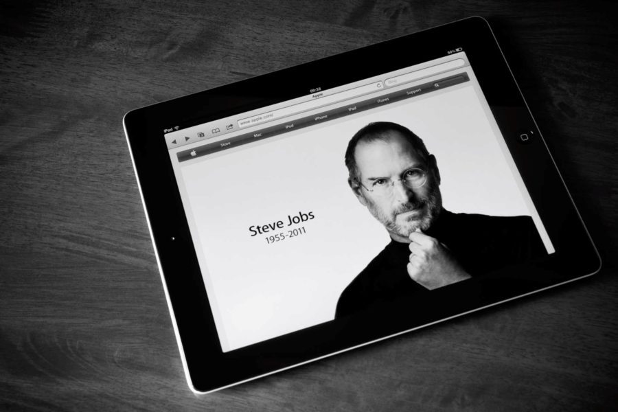 Portrait of Steve Jobs on an iPad